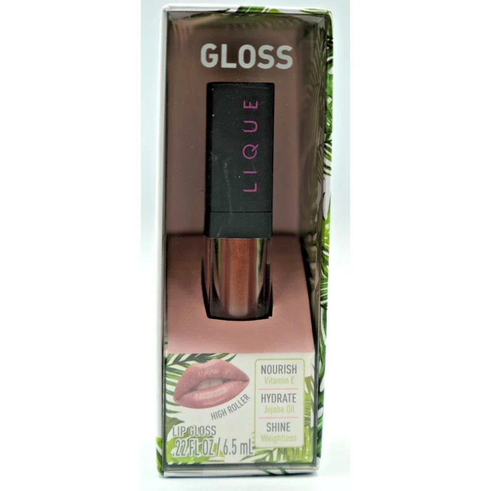 Lique-Lipgloss-HIGH ROLLER- W/ Vitamin E & Jojoba‎ Oil-.22 FL. OZ.-NEW/BOXED!
